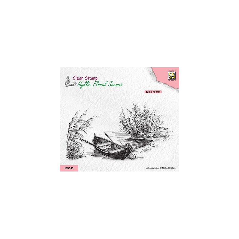 (IFS050)Nellie`s Choice Clearstamp - Lake with rowingboat