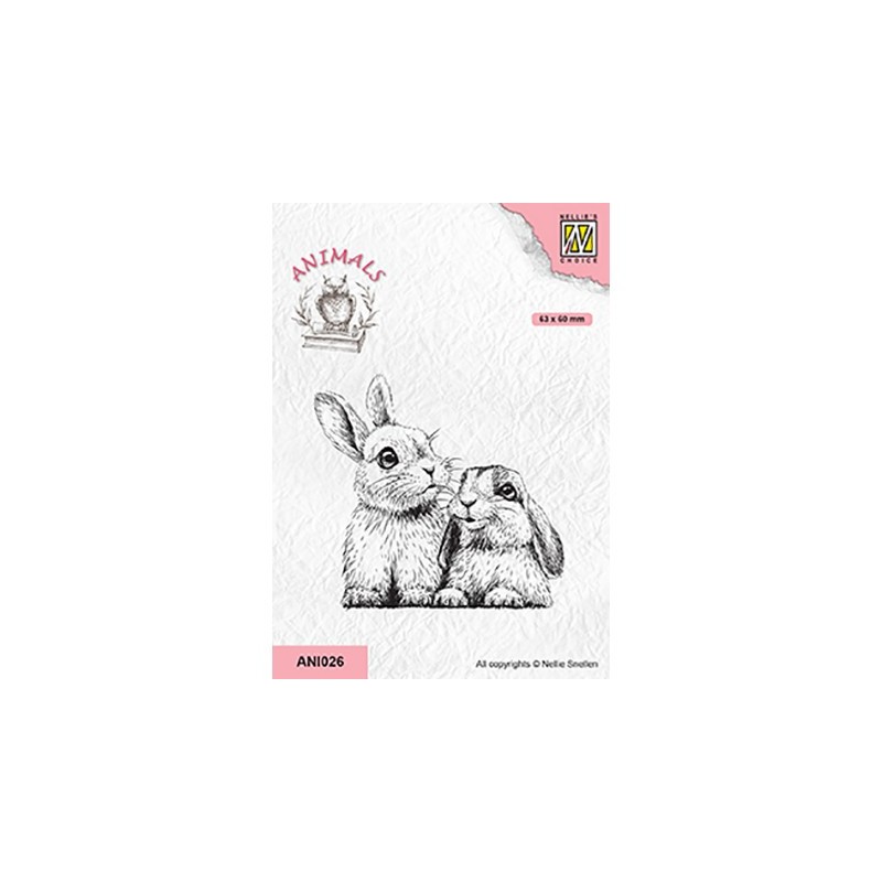 (ANI026)Nellie's Choice Clear Stamp Animals two rabbits