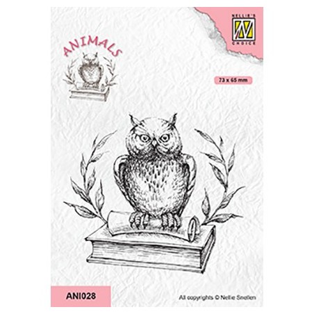 (ANI028)Nellie's Choice Clear Stamp Animals owl on book