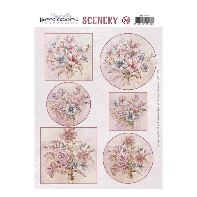 (CDS10071)Push Out Scenery - Yvonne Creations - Aquarella - Field Bouquet