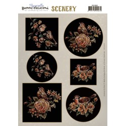 (CDS10042)Scenery - Yvonne Creations - Aquarella - Golden Birds