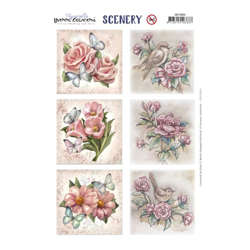 (CDS10054)Scenery - Yvonne Creations Aquarella - Roses Square