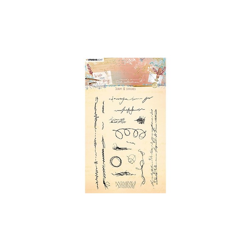 (JMA-WYS-STAMP211)Studio light SL Clear stamp Script & stitches Write Your Story nr.211