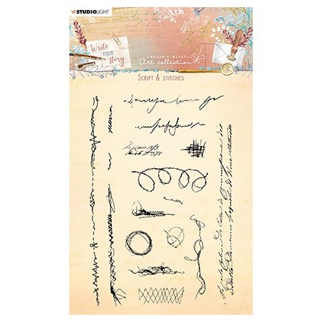 (JMA-WYS-STAMP211)Studio light SL Clear stamp Script & stitches Write Your Story nr.211