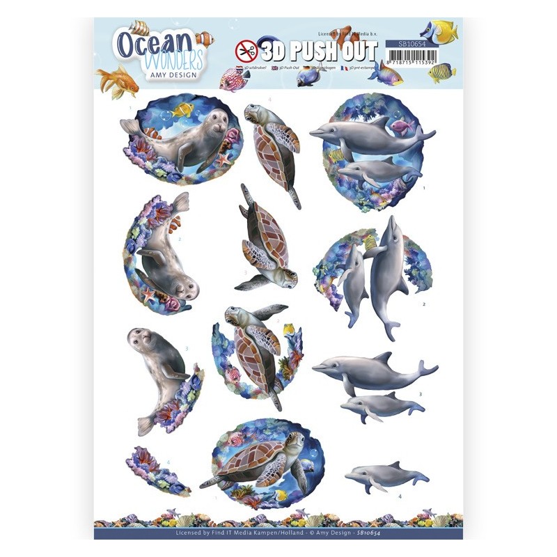 (SB10654)3D Push Out - Amy Design - Ocean Wonders - Sea Turtle