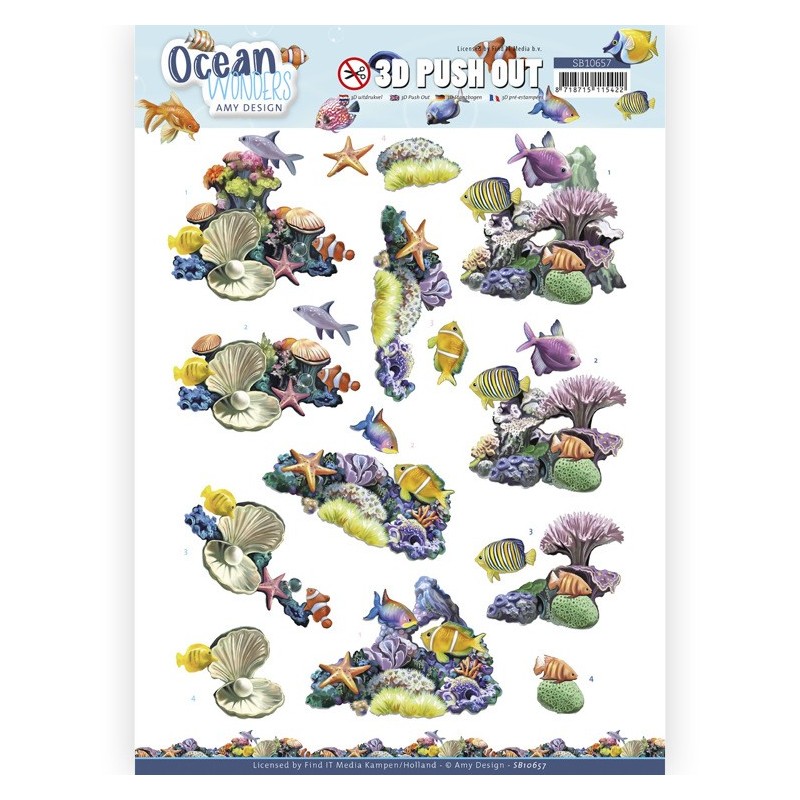 (SB10657)3D Push Out - Amy Design - Ocean Wonders - Coral Reef