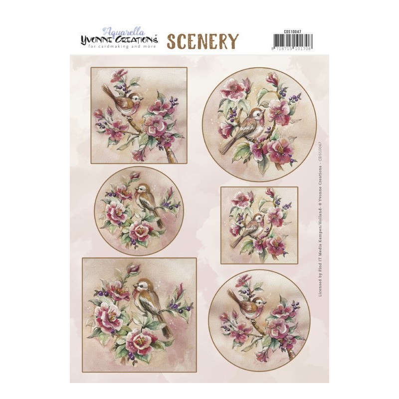 (CDS10047)Scenery - Yvonne Creations - Aquarella - Christmas Miracle - Antique Flowers