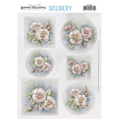 (CDS10039)Scenery - Yvonne Creations Aquarella - Pink Flowers