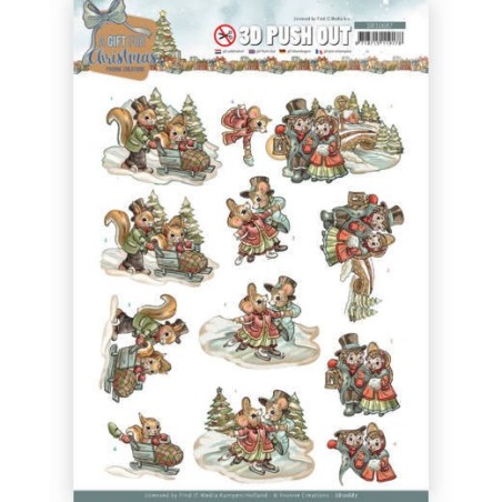 (SB10687)3D Push Out - Yvonne Creations - A Gift for Christmas - Snowfun