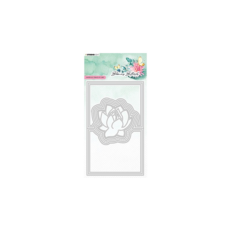 (SL-BB-CD487)Studio Light SL Cutting Die Water Lily card Blooming Butterfly nr.487