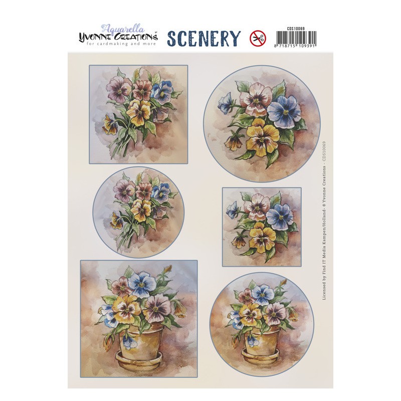 (CDS10069)Scenery - Yvonne Creations - Aquarella - Violets