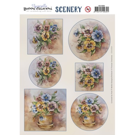 (CDS10069)Scenery - Yvonne Creations - Aquarella - Violets