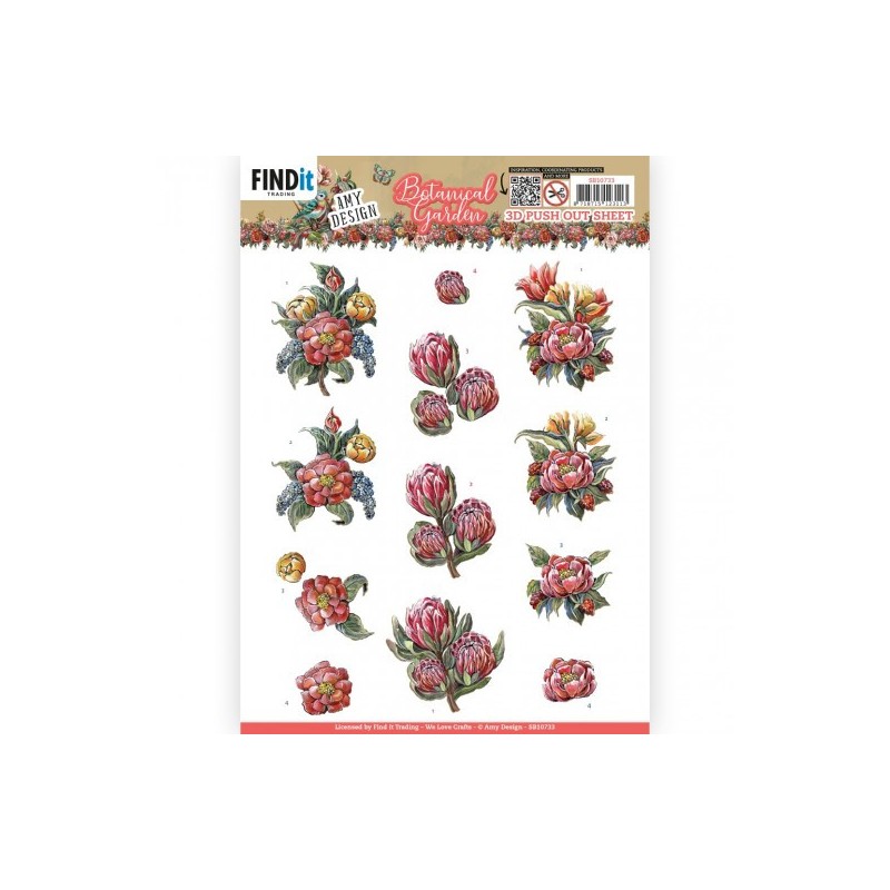 (SB10733)3D Push Out - Amy Design - Botanical Garden - Red Protea