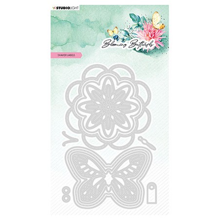 (SL-BB-CD482)Studio Light SL Cutting Die Shaker Labels Blooming Butterfly nr.482