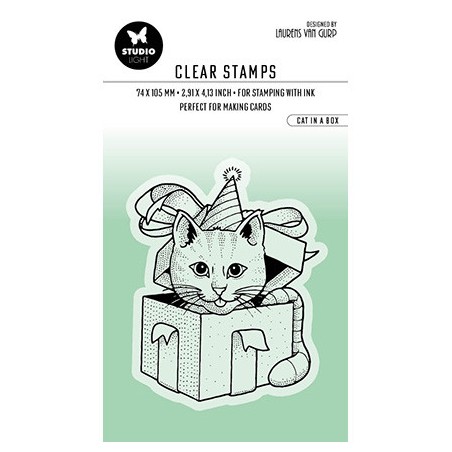 (BL-ES-STAMP408)Studio light SL Clear stamp Cat in a box Essentials nr.408