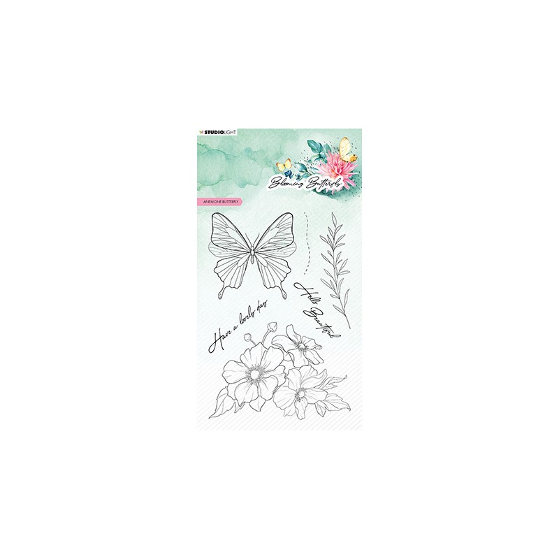 (SL-BB-STAMP359)Studio light clear stamp Anemone butterfly Blooming Butterfly nr.359