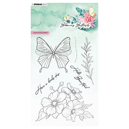 (SL-BB-STAMP359)Studio light clear stamp Anemone butterfly Blooming Butterfly nr.359