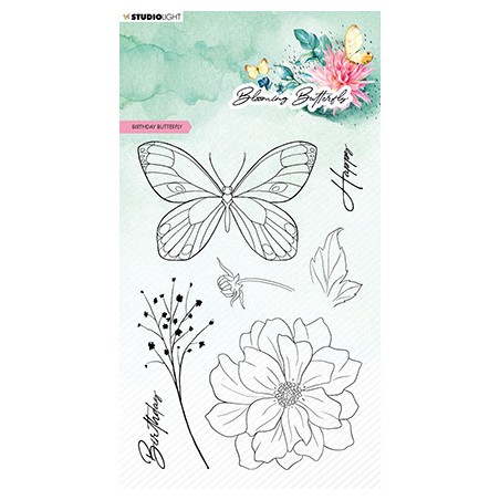 (SL-BB-STAMP360)Studio light clear stamp Birthday butterfly Blooming Butterfly nr.360