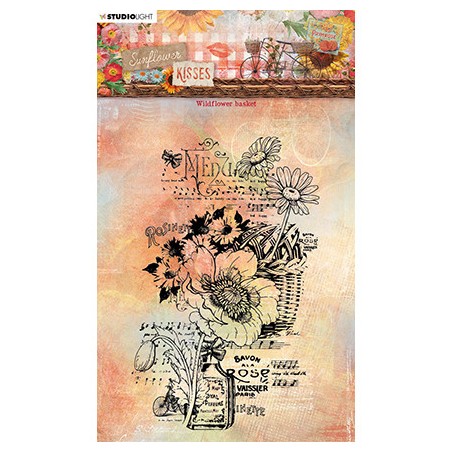 (SL-SK-STAMP438)Studio light Clear stamp Wildflower basket Sunflower Kisses nr.438