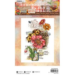 (SL-SK-STAMP438)Studio light Clear stamp Wildflower basket Sunflower Kisses nr.438