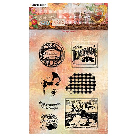 (SL-SK-STAMP440)Studio light Clear stamp Vintage labels Sunflower Kisses nr.440