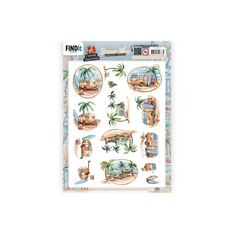 (SB10736)3D Push Out - Yvonne Creations - Summer Vibes - Camping