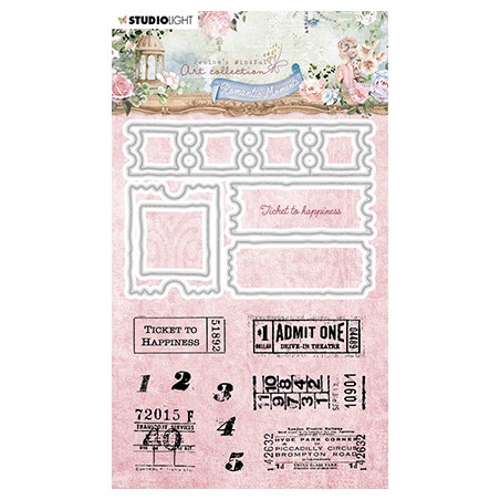 (JMA-RM-SCD62)Studio Light Stamp & Cutting Die Ticket to happiness Romantic Moments nr.62