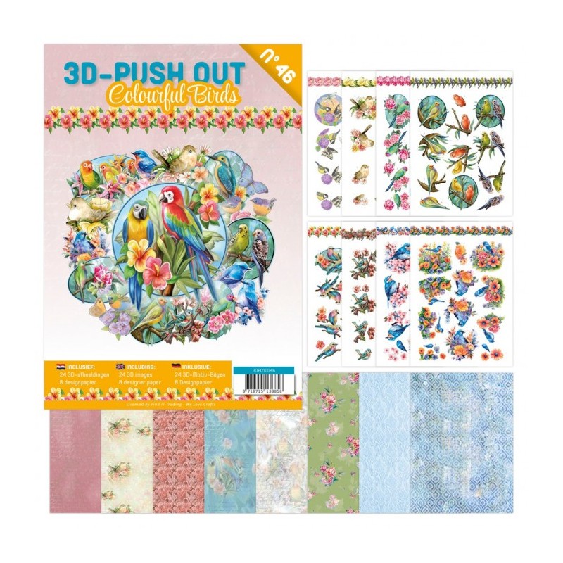 (3DPO10046)3D Push-Out Book 46 - Colourful Birds