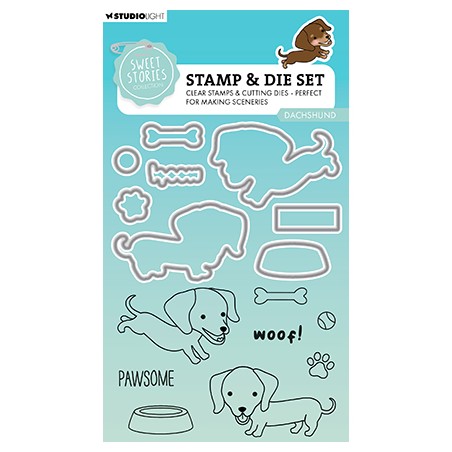 (SL-SS-SCD78)Studio Light Stamp & Cutting Die Dachshund Sweet Stories nr.78