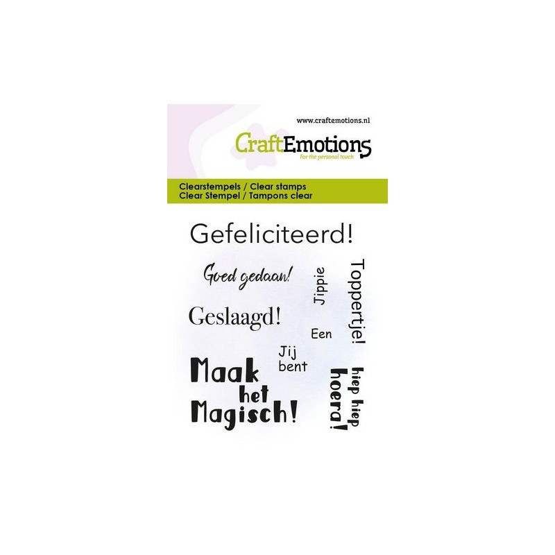 (5025)CraftEmotions clearstamps 6x7cm - Tekst Gefeliciteerd NL