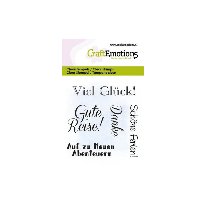 (5029)CraftEmotions clearstamps 6x7cm - Text Gute Reise DE