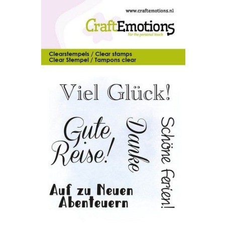 (5029)CraftEmotions clearstamps 6x7cm - Text Gute Reise DE