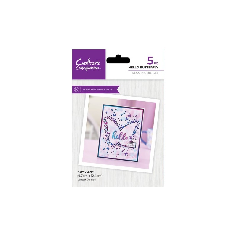 (CC-STD-HEBU)Crafter's Companion Confetti Cut In Dies Stamp & Die Hello Butterfly