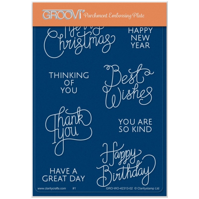 (GRO-WO-42313-02)Groovi® plate A6 BIJOU RIBBON SENTIMENTS