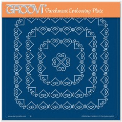 (GRO-PA-42318-03)Groovi Plate A5 NESTED SQUARES LACE HEART FRAMES