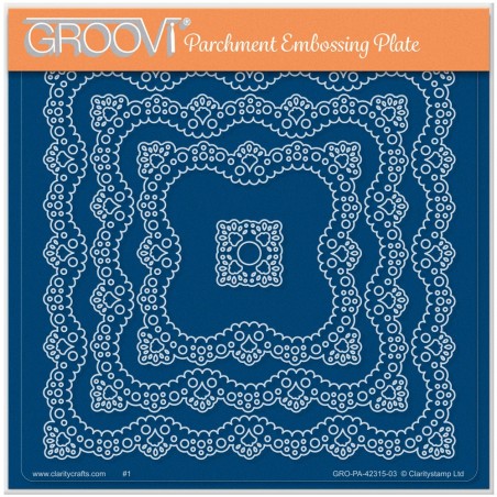 (GRO-PA-42315-03)Groovi Plate A5 NESTED SQUARES LACE DOILY FRAMES