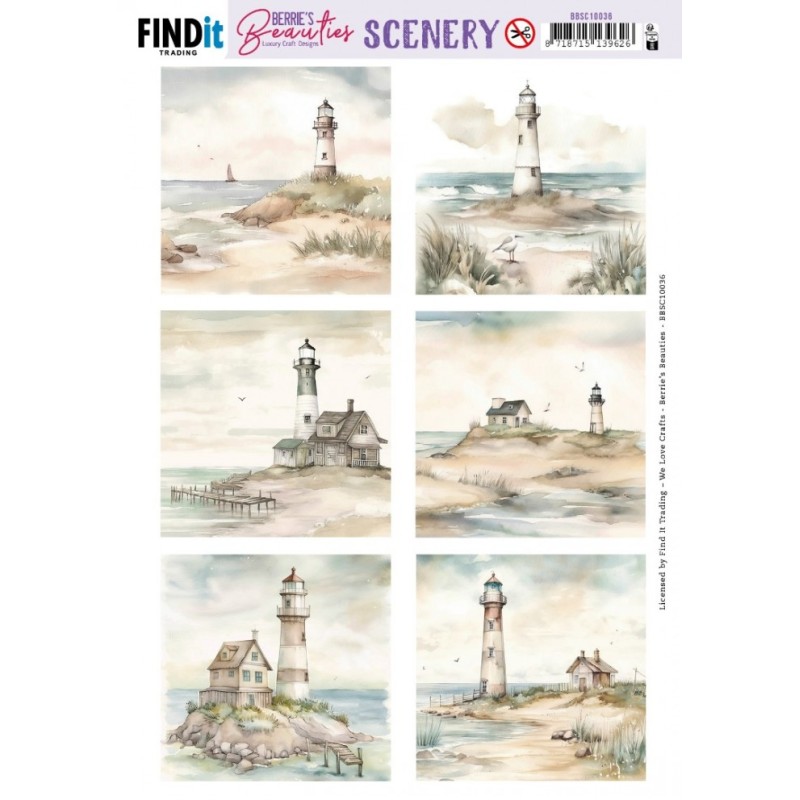 (BBSC10036)Scenery Push Out - Berries Beauties - Lighthouse - Square