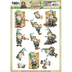 (SB10920)3D Push Out - Yvonne Creations - Great Gnomes - Music Gnomes