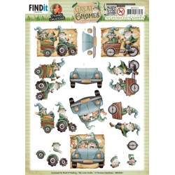 (SB10921)3D Push Out - Yvonne Creations - Great Gnomes - Driving Gnomes