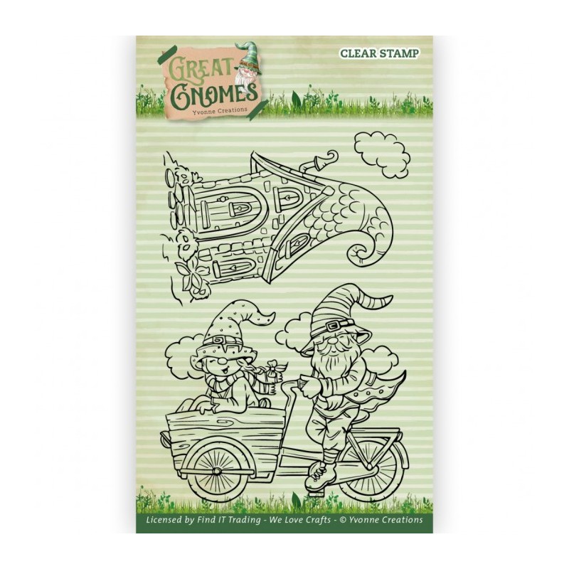 (YCCS10083)Clear Stamps - Yvonne Creations - Great Gnomes - Biking Gnome