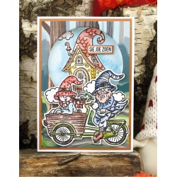 (YCCS10083)Clear Stamps - Yvonne Creations - Great Gnomes - Biking Gnome