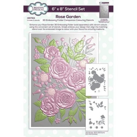 (CEST154)Creative Expressions Companion Colouring Stencil Rose Garden (2pcs)