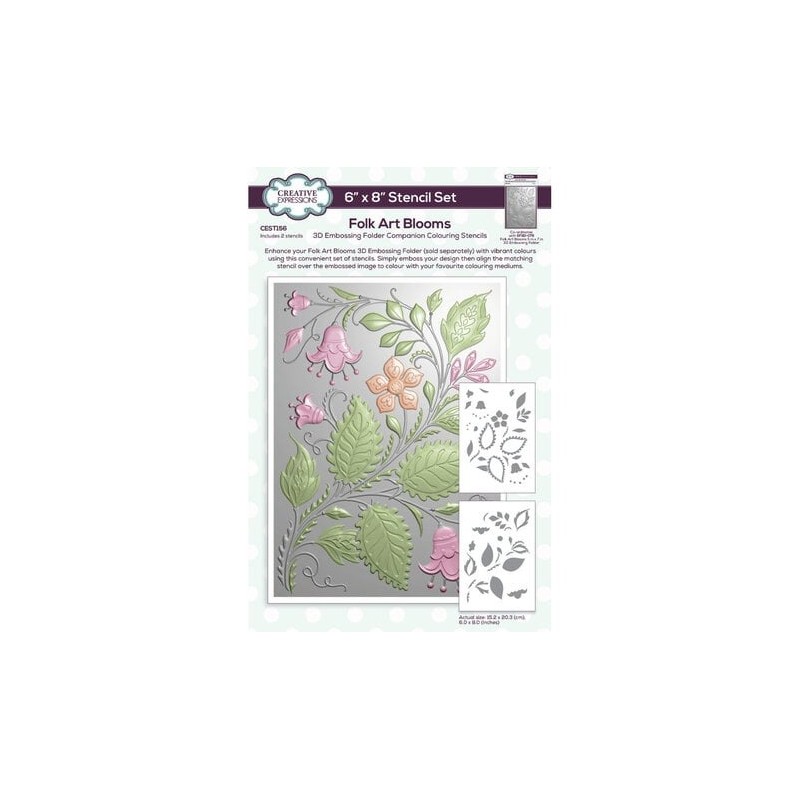 (CEST156)Creative Expressions Companion Colouring Stencil Folk Art Blooms (2pcs)