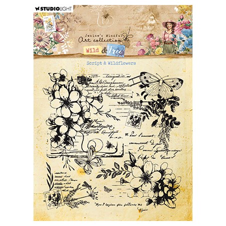 (JMA-WAF-STAMP671)Studio light Clear stamp Script & Wildflowers Wild & Free nr.671