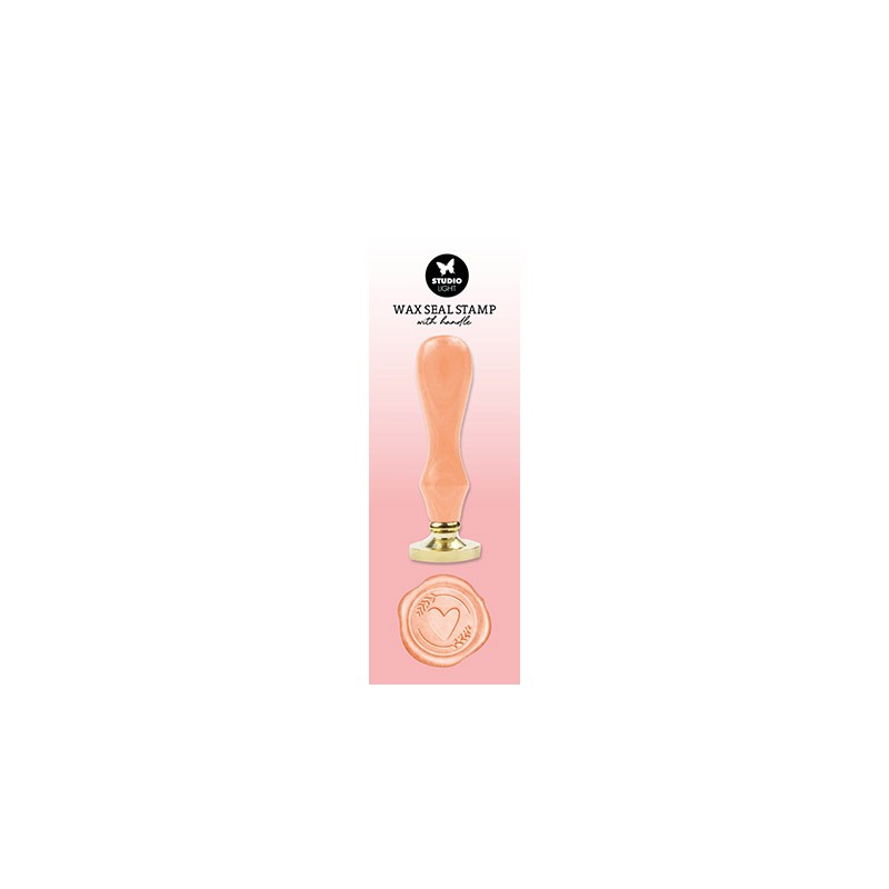 (SL-ES-WAX09)Studio Light Wax Stamp with handle Peach heart Essentials Tools nr.09