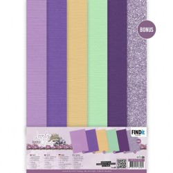 (BB-A4-10005)Linen Cardstock Pack - Berries Beauties - Lovely Lilacs - A4