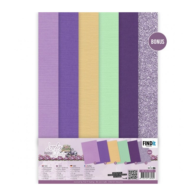 (BB-A4-10005)Linen Cardstock Pack - Berries Beauties - Lovely Lilacs - A4