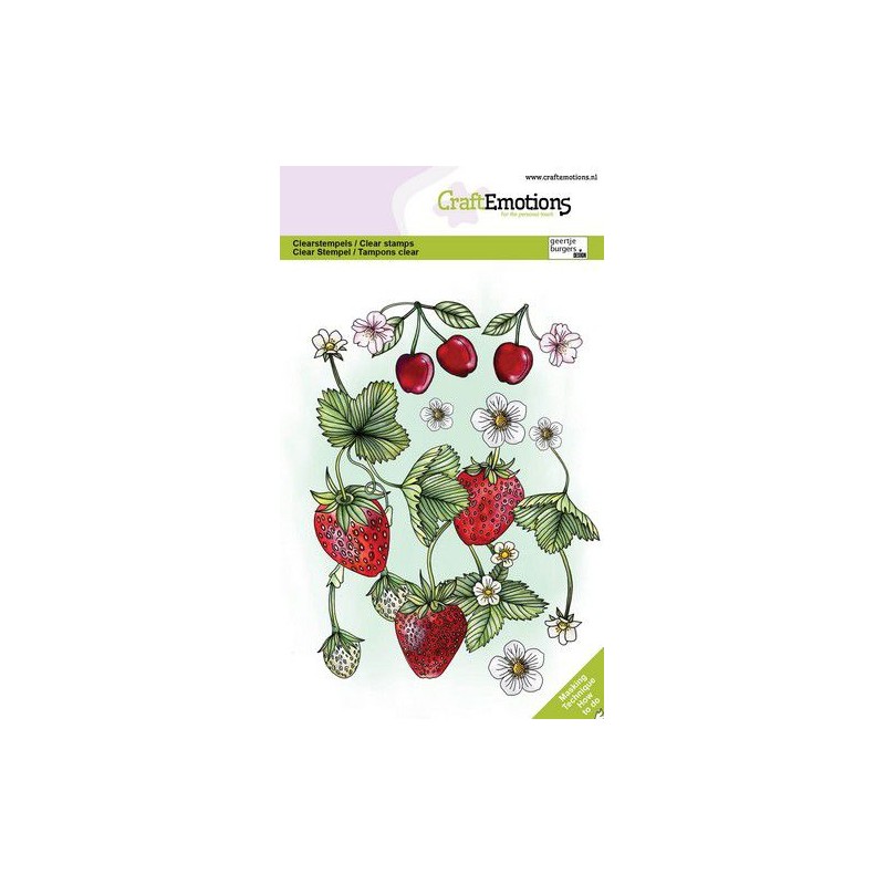 (1356)CraftEmotions clearstamps A6 - Strawberries and cherries