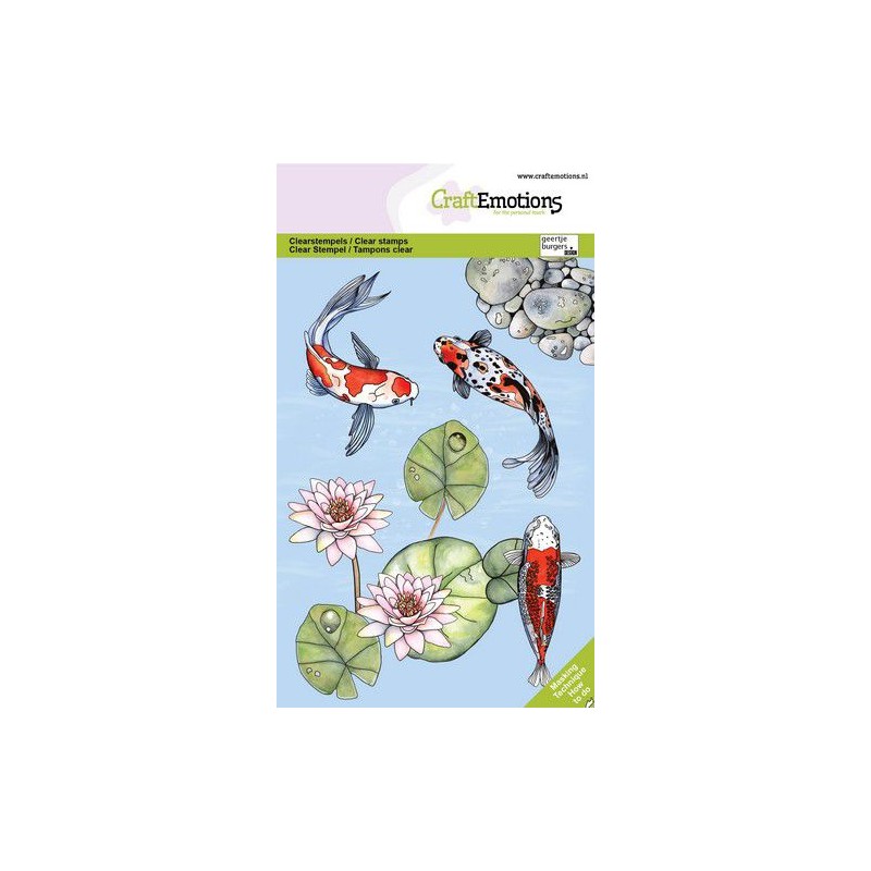 (1357)CraftEmotions clear stamps A6 - Koi