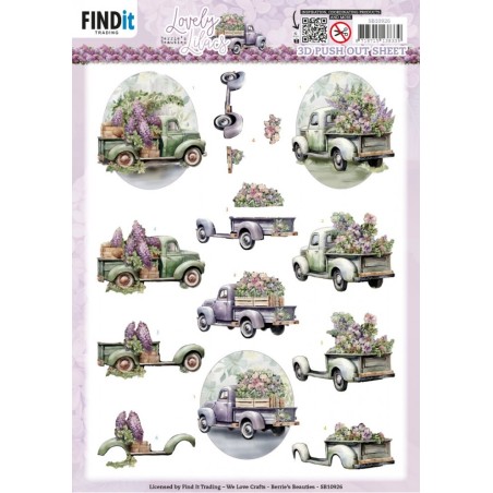 (SB10926)3D Push Out - Berries Beauties - Lovely Lilacs - Lovely Cars